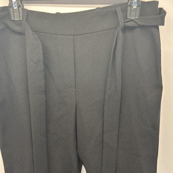 TAHARI Dress Pants Size 8 Black Straight Leg w/Side Slit Sash Belt New w/Tags - Picture 10 of 11